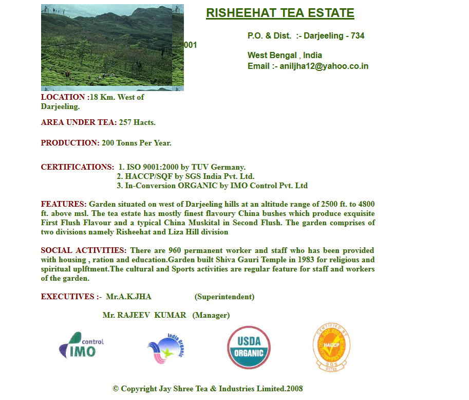 Risheehat Tea Darjeeling 