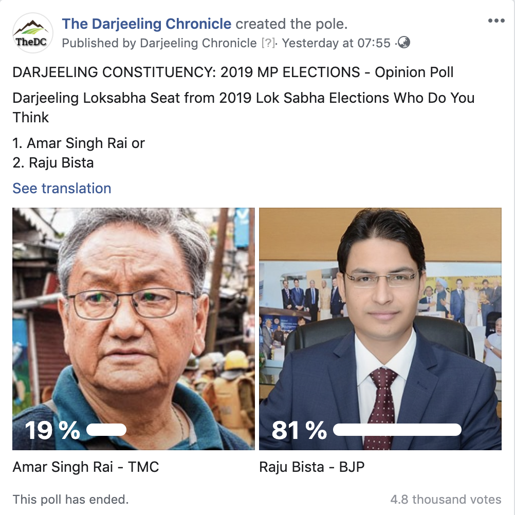 Darjeeling exit polls