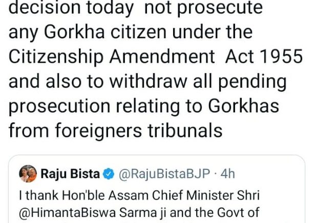 Assam Gorkhas Protected Class