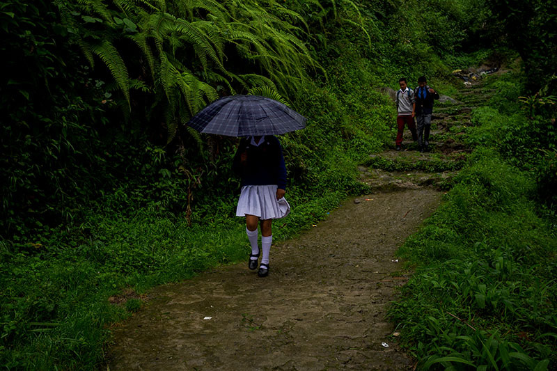 Girl going to school